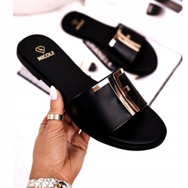 Elegante Damen Hausschuhe Schwarz Nicole Dilmah 2