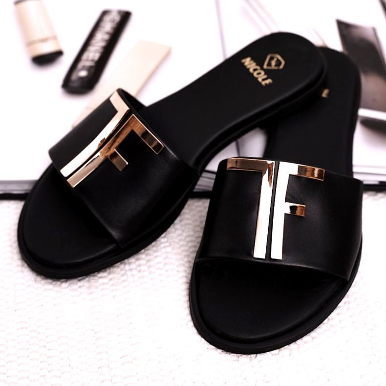 Elegante Damen Hausschuhe Schwarz Nicole Dilmah 4