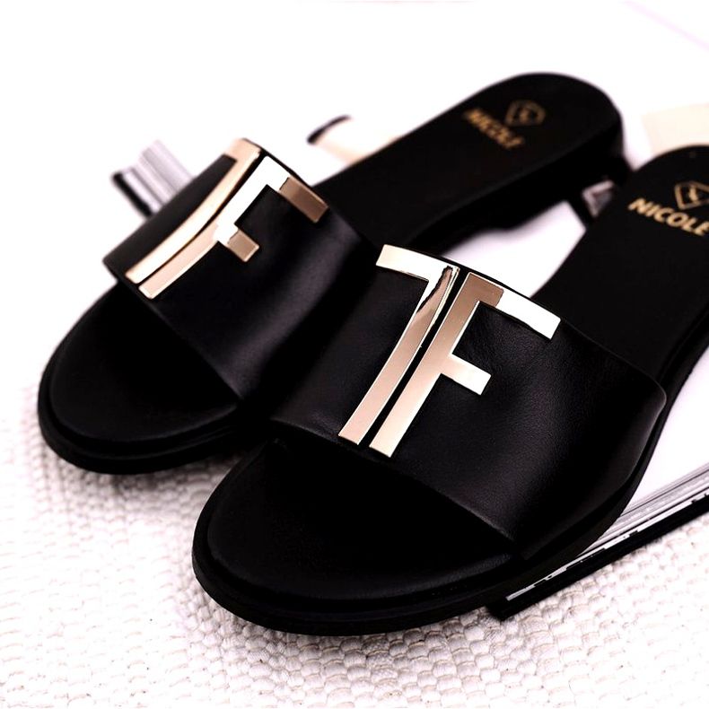 Elegante Damen Hausschuhe Schwarz Nicole Dilmah 5