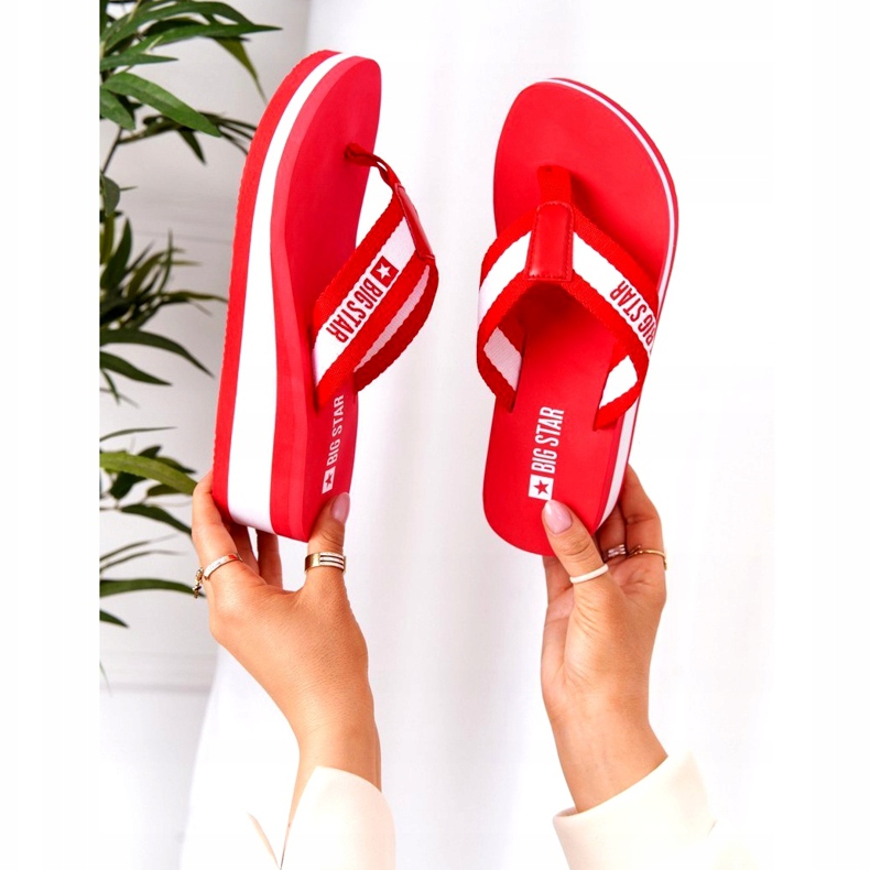 Damen Flip-Flops auf dem Keil Big Star HH274A095 Rot weiß 1