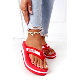 Damen Flip-Flops auf dem Keil Big Star HH274A095 Rot weiß 2