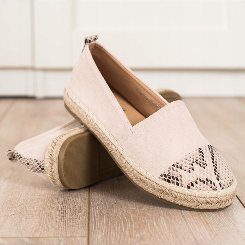 Bestelle Espadrilles mit Schlangenprint-Einsatz beige 1