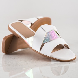 SHELOVET Hausschuhe mit Holo-Einsatz weiß 1