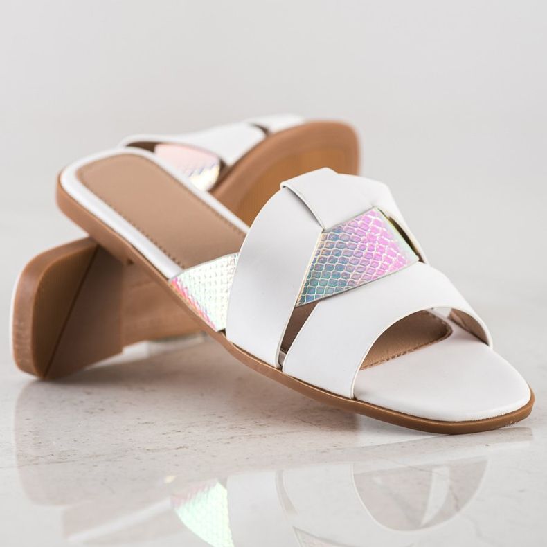 SHELOVET Hausschuhe mit Holo-Einsatz weiß 1