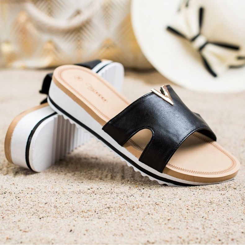 Groto Gogo Klassische bequeme Hausschuhe schwarz 1