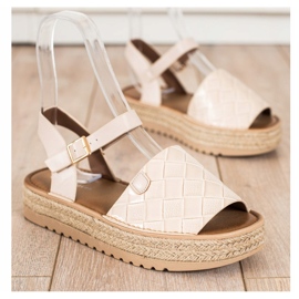 SHELOVET Espadrilles-Sandalen mit Öko-Leder beige 2