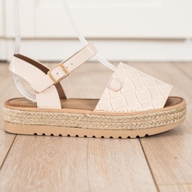 SHELOVET Espadrilles-Sandalen mit Öko-Leder beige 1
