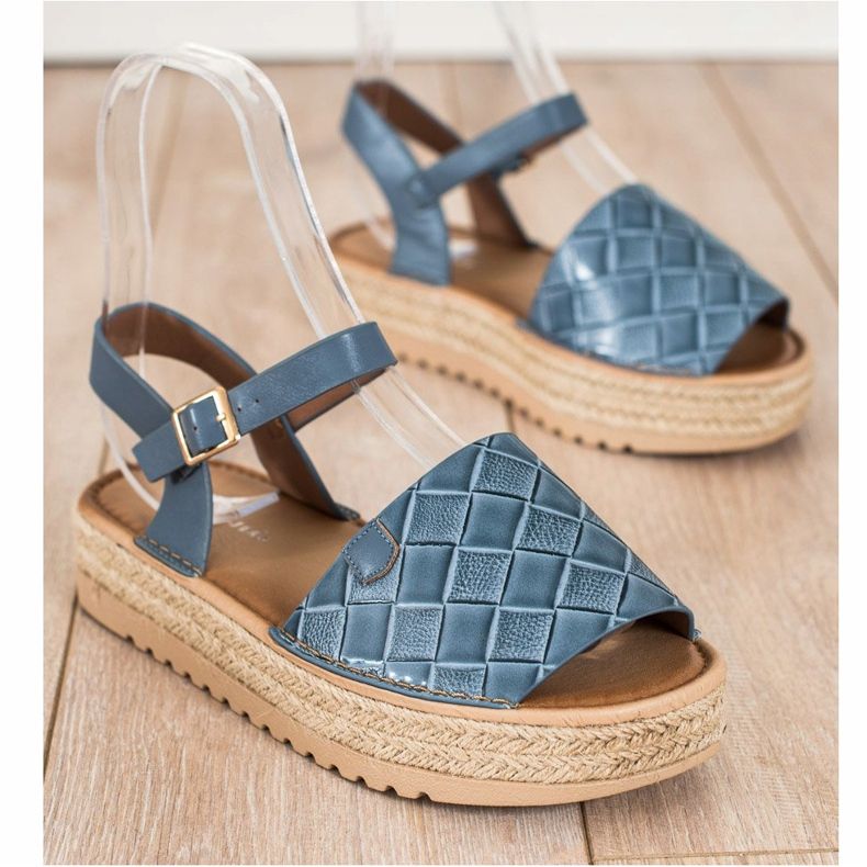 SHELOVET Espadrilles-Sandalen mit Öko-Leder blau 1