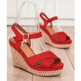 SHELOVET Elegante Keilsandalen rot 1
