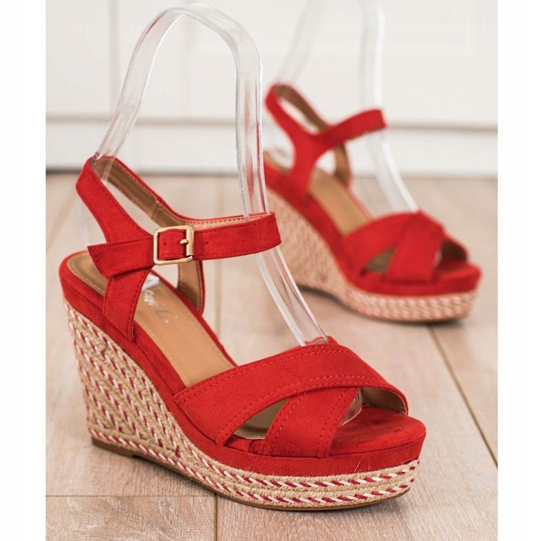 SHELOVET Elegante Keilsandalen rot 1