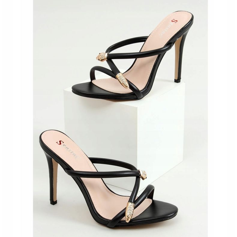 Schwarz M311P Schwarze Pantoffeln an einer Nadel 1