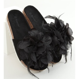 Schwarze Korkhausschuhe mit Blumen CK113P Schwarz 1