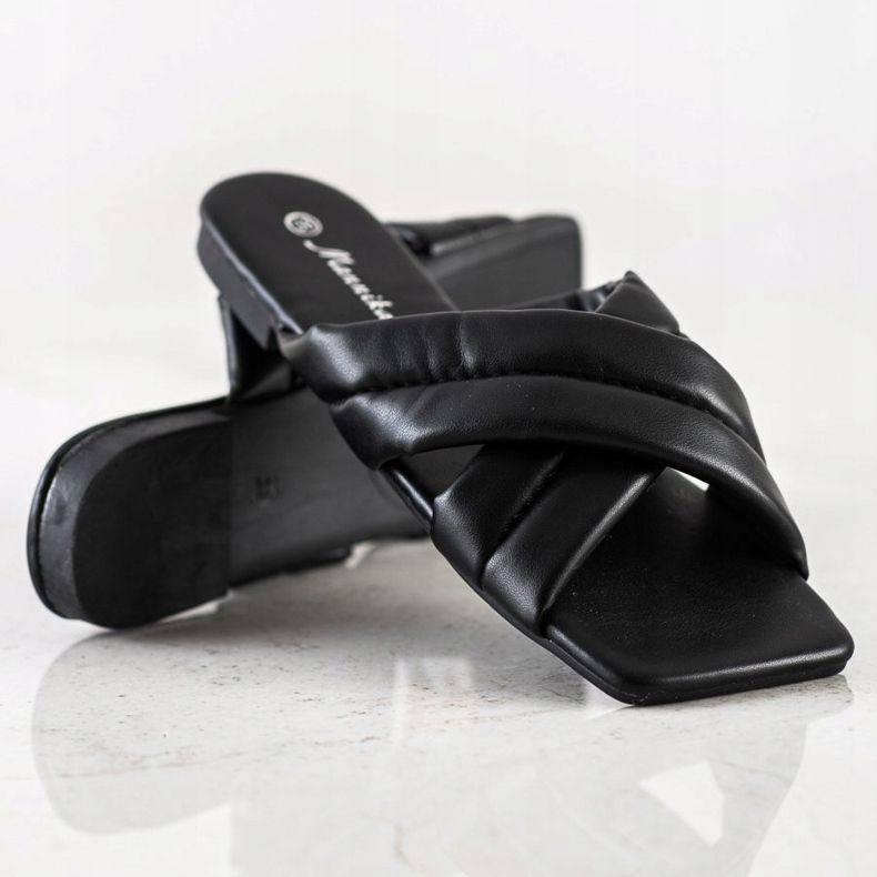 Mannika Bequeme Hausschuhe aus Öko-Leder schwarz 1