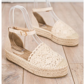 Sixth Sense Espadrilles mit Spitzeneinsatz beige 1