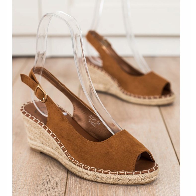 SHELOVET Lässige Keilsandalen braun 1