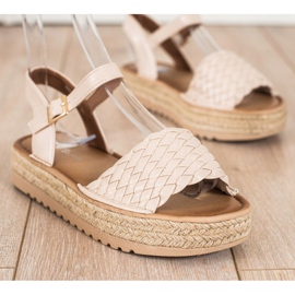 SHELOVET Geflochtene Espadrilles-Sandalen beige 1