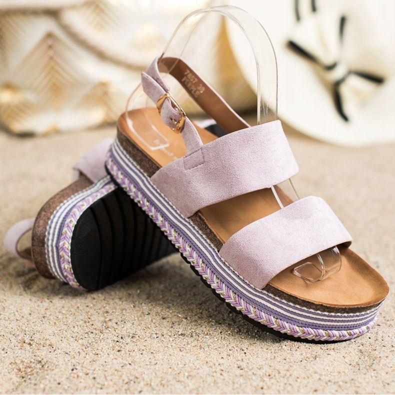 Ideal Shoes Wildledersandalen auf der Plattform violett 1