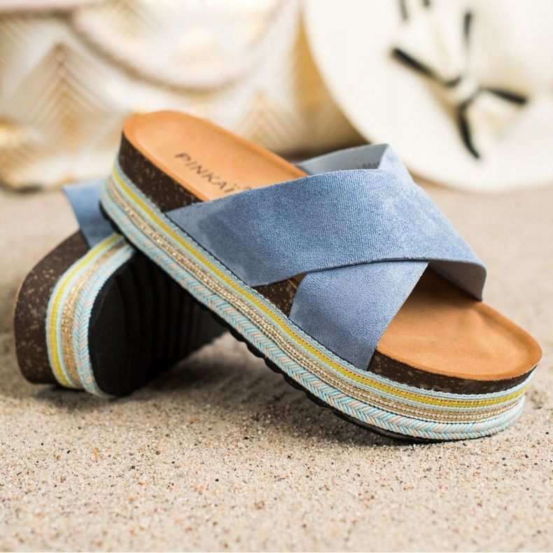 SHELOVET Blaue Wildleder Hausschuhe 1