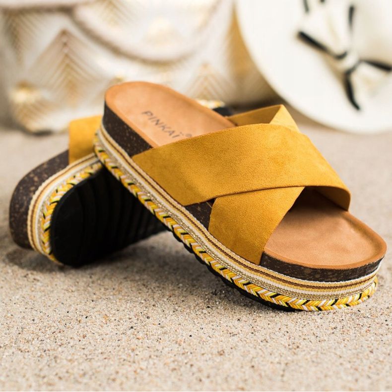 SHELOVET Senf Wildleder Hausschuhe gelb 1