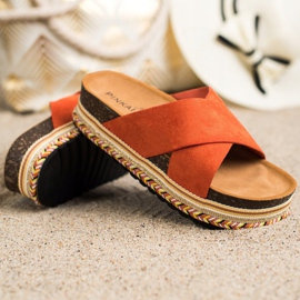 SHELOVET Orange Hausschuhe mit Wildleder 1