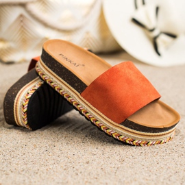 SHELOVET Bequeme Wildleder Hausschuhe orange 1