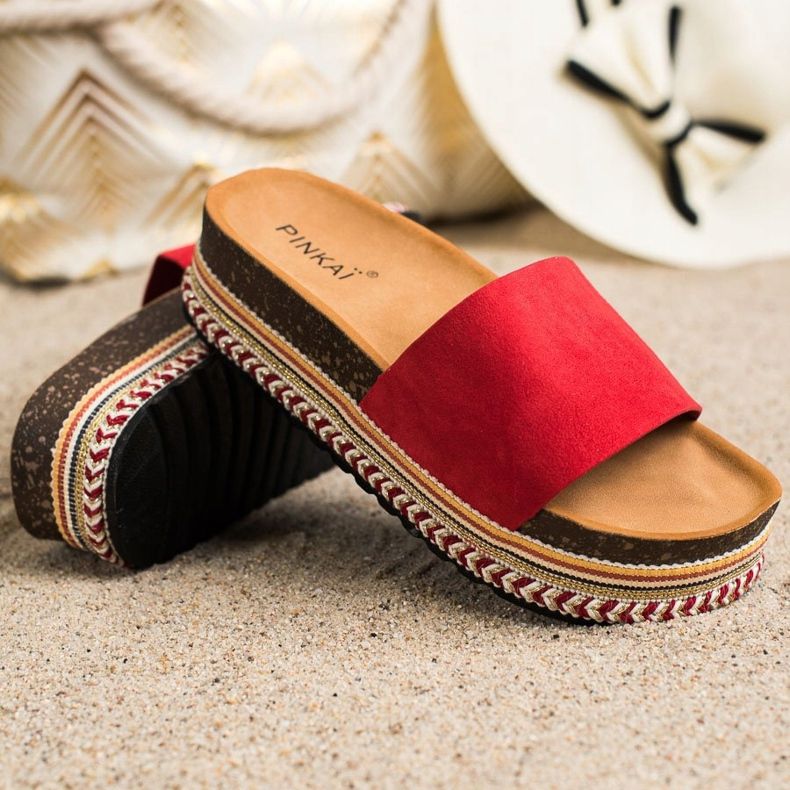 SHELOVET Bequeme Wildleder Hausschuhe rot 1