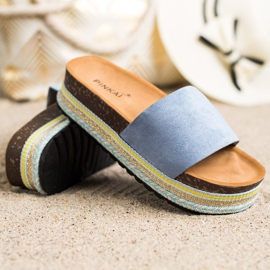 SHELOVET Bequeme Wildleder Hausschuhe blau 1