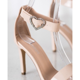 Diamantique Sandalen auf hohem Absatz mit Ornament beige 1