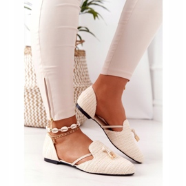 Ballerina Spitz mit geflochtener Schnur Lu Boo Beige 2