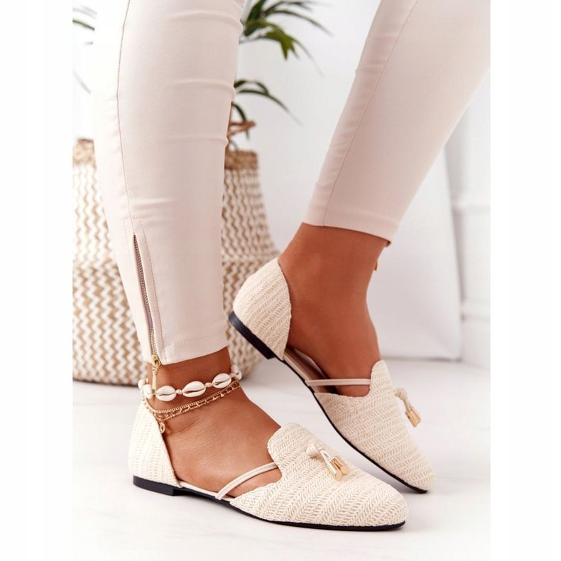 Ballerina Spitz mit geflochtener Schnur Lu Boo Beige 2