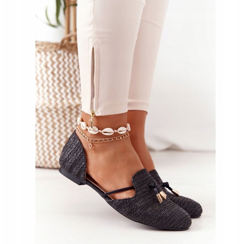 Ballerinas in Spitz mit geflochtener Linie Lu Boo Black schwarz 2