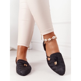 Ballerinas in Spitz mit geflochtener Linie Lu Boo Black schwarz 1