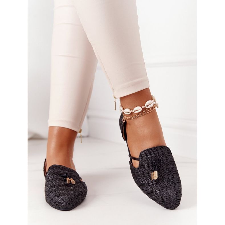 Ballerinas in Spitz mit geflochtener Linie Lu Boo Black schwarz 1