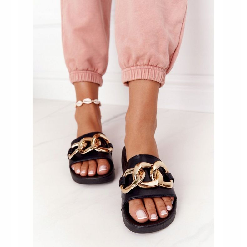 PS1 One Moment Hausschuhe aus schwarzem Gummi mit Kette 1