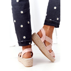 Keilsandalen mit geripptem Big Star HH274413 Rosa 3