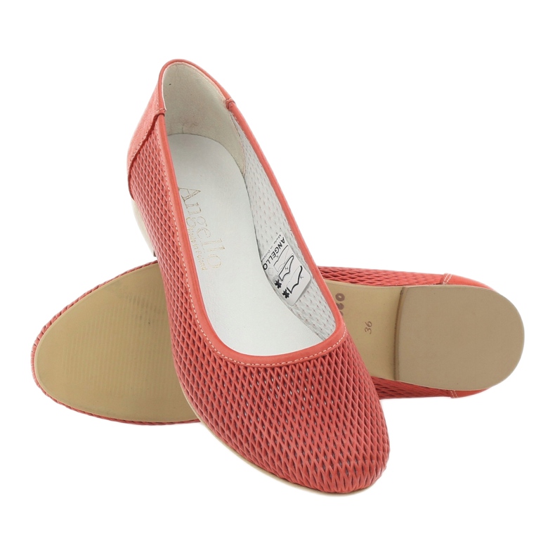 Angello Damen -Leder -Ballerinas Red Grid rot 3
