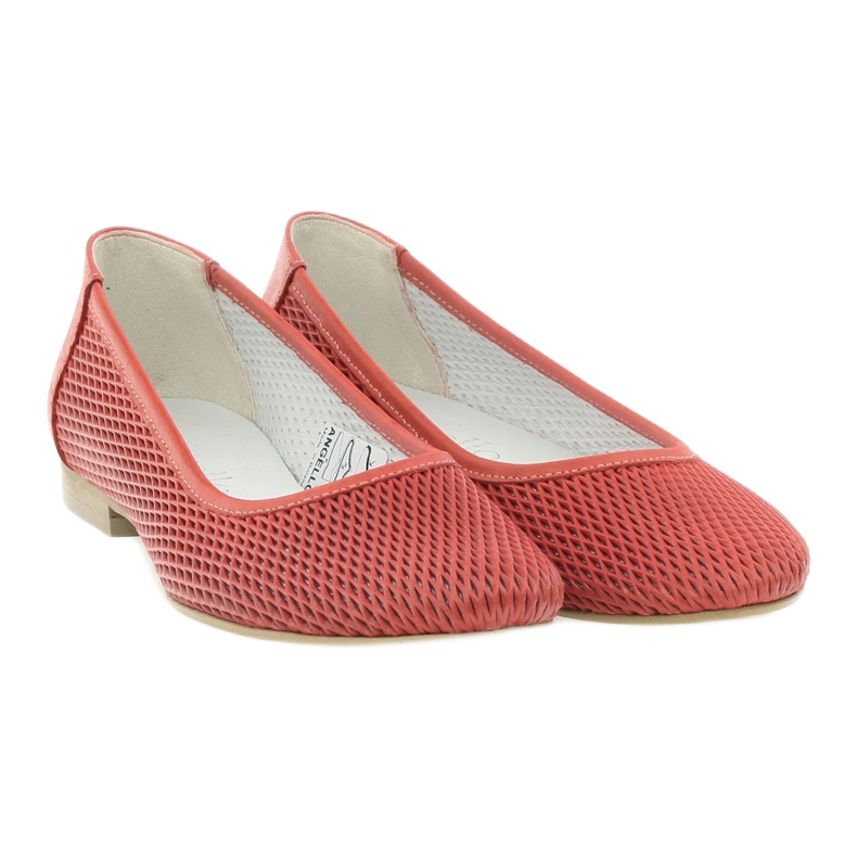 Angello Damen -Leder -Ballerinas Red Grid rot 4