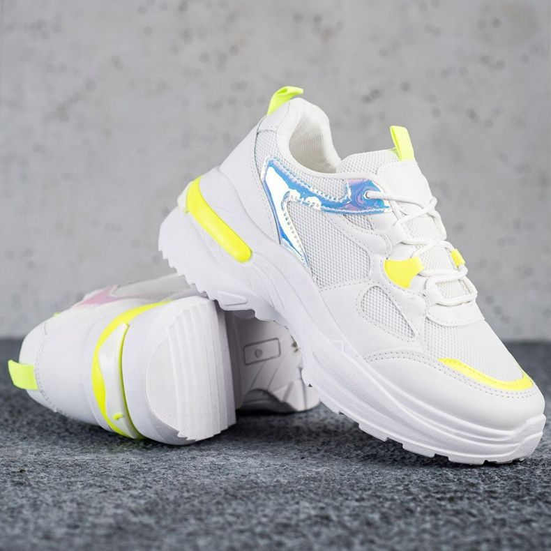 SHELOVET Sneakers mit gelben Einsätzen weiß 1