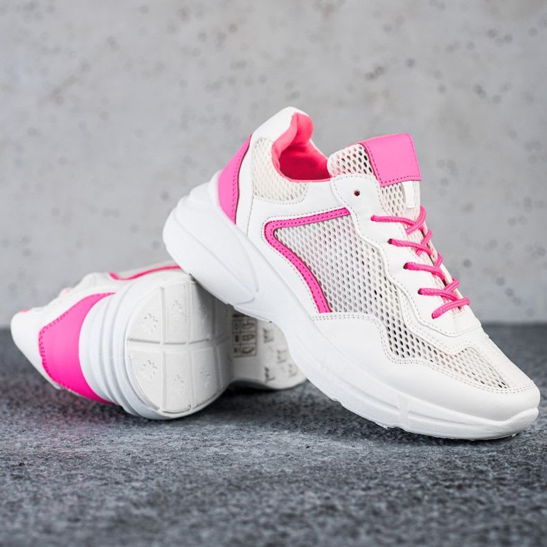 SHELOVET Turnschuhe mit Mesh weiß rosa 1