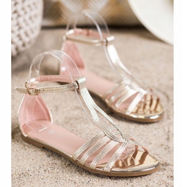 Fama Klassische flache Sandalen golden 1