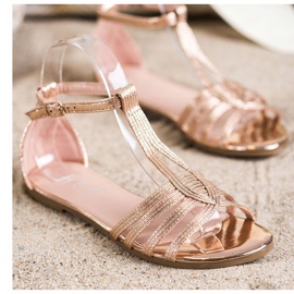 Fama Klassische flache Sandalen golden 1