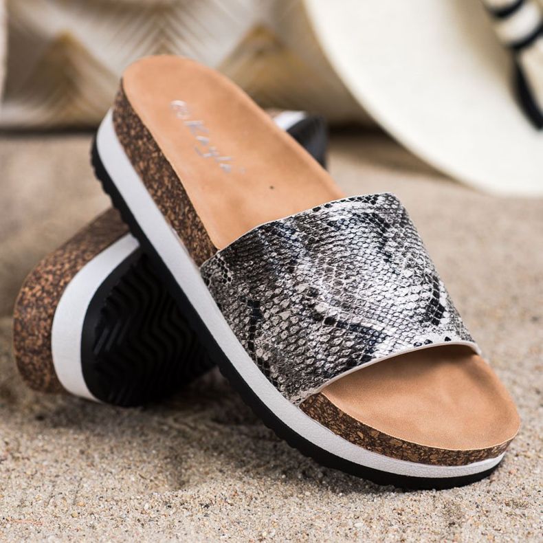 Kayla Hausschuhe auf der Plattform grau 1