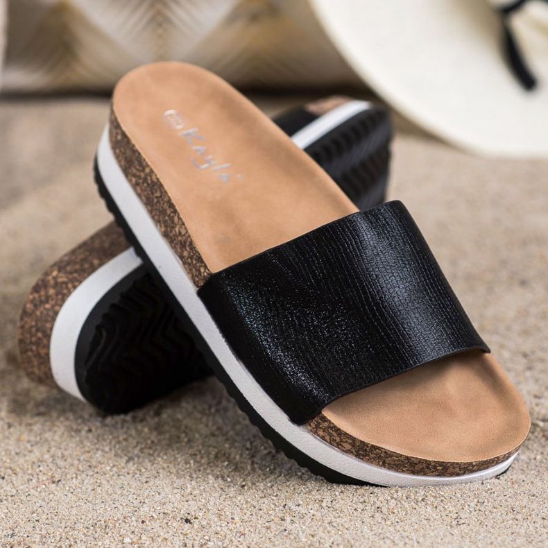 Kayla Hausschuhe auf der Plattform schwarz 1