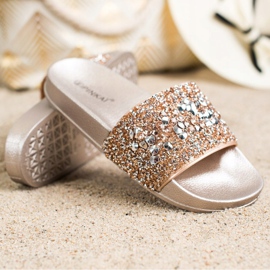 SHELOVET Hausschuhe mit Ornamenten golden 1