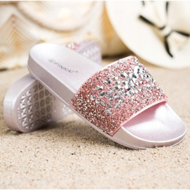 SHELOVET Hausschuhe mit Ornamenten rosa 1