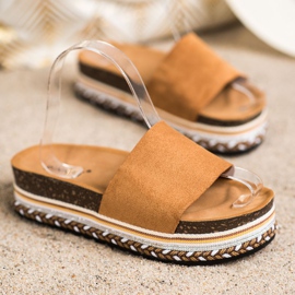 SHELOVET Bequeme Wildleder Hausschuhe braun 1