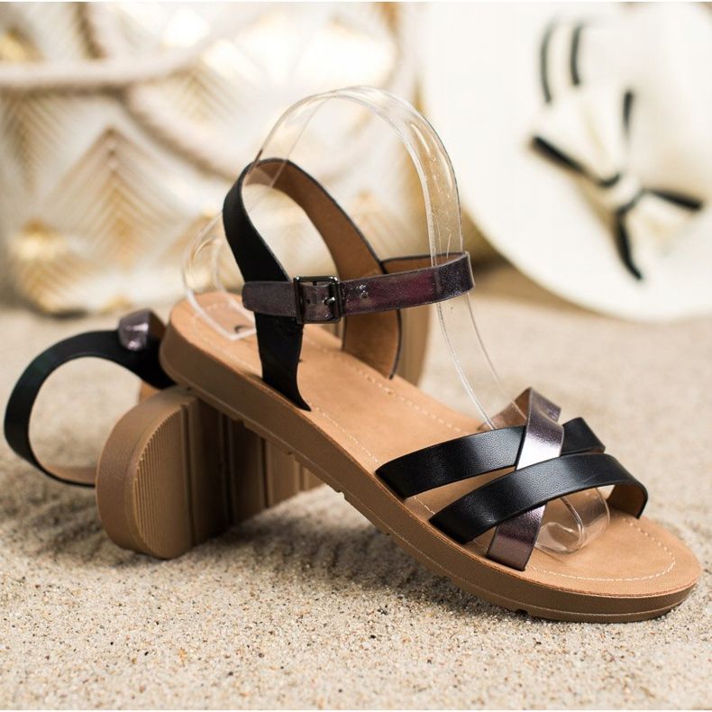 Cm Paris Bequeme Sandalen aus Öko-Leder schwarz 1