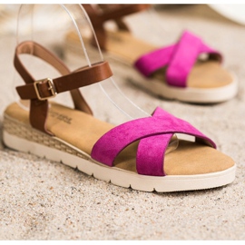 SHELOVET Lässige Sandalen mit Schnalle braun rosa 1