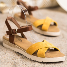 SHELOVET Lässige Sandalen mit Schnalle braun gelb 1