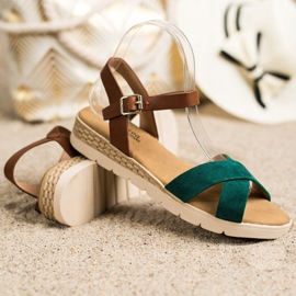 SHELOVET Lässige Sandalen mit Schnalle braun grün 1